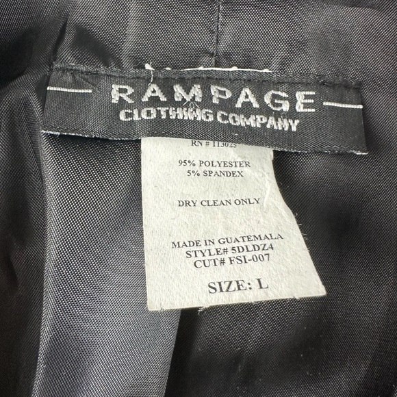 Rampage Blazer Women’s L Black w/ Velvet Textured Geometric Floral Pattern - Picture 2 of 6